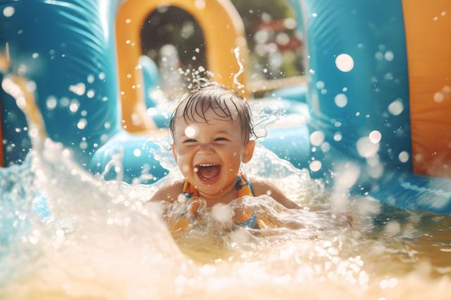 Fröhliches Kind im Wasser