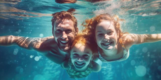 Tauchende Familie